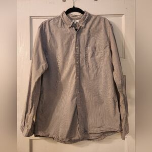 Uniqlo Men's Shirt, Gray Checkered Button Down, Long Sleeve 100% Cotton Sz L EUC